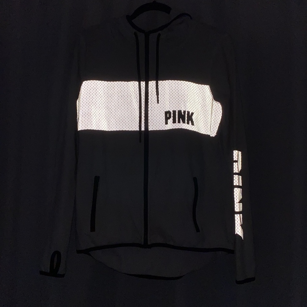 White and Black PINK Reflective Zip-Up Jacket - Picture 2 of 3